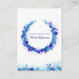 Hochzeitsmahlzeit - Auswahl an blauen Splash-Karte Begleitkarte