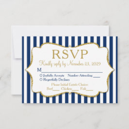 Hochzeitsmahlzeit für Navy Blue-Stripe-UAWG RSVP Karte