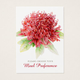 Hochzeitsmahlzeit mit roten Bordeaux-Blumenkarten