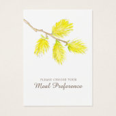 Hochzeitsmahlzeit Präferenzfedergelbe Karten (Vorderseite)