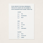 Hochzeitsmahlzeit Wahl kleine Karten mit graublaue (Rückseite)