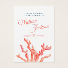 Hochzeitsmahlzeit Wahl Korallenblauen kleine Karte