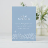 Hochzeitsmahlzeiten: dustig blaue Blüten Begleitkarte (Stehend Vorderseite)