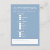 Hochzeitsmahlzeiten: dustig blaue Blüten Begleitkarte (Rückseite)