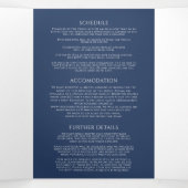 Hochzeitsmahlzeiten in Navy-Weiß-Monogramm-UAWG Dreifach Gefaltete Einladung (Innenseite Mitte)