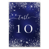Hochzeitsmarineblau Glitzer Tischnummer (Vorderseite)