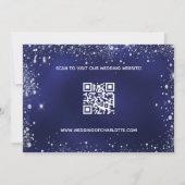 Hochzeitsmarineblau-Silberblauer Glitzer QR-Code Save The Date (Rückseite)