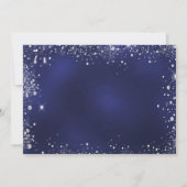 Hochzeitsmarineblau - Silberblauer Glitzer Save The Date (Rückseite)