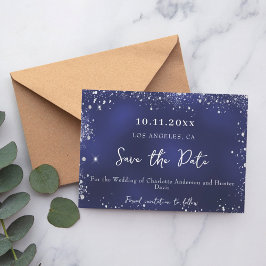 Hochzeitsmarineblau - Silberblauer Glitzer Save The Date