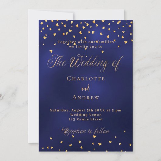 Hochzeitsmarineblaub Einladung (Vorderseite)