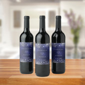 Hochzeitsmarinebrüdchen Silberblauer Glitzer Weinetikett