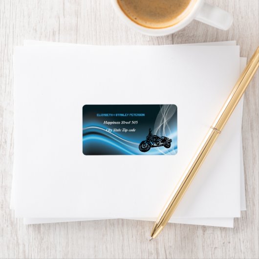 Hochzeitsmarke für Blaues Straßenrad Adressaufkleber (Insitu)