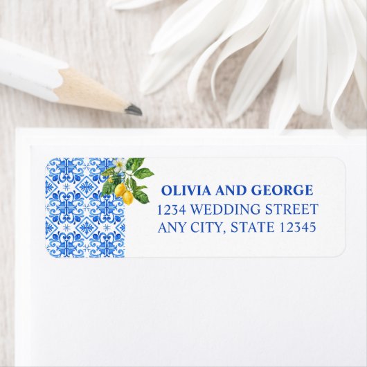 Hochzeitsmarke für mediterrane Kacheln und Zitrone (Insitu)