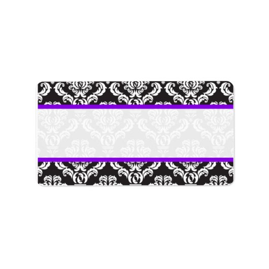 Hochzeitsmarken Damask Lila Adressaufkleber (Vorne)