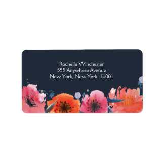 Hochzeitsmarken für Navy-Wasserfarben-Flora Adressaufkleber