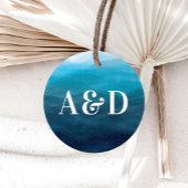 Hochzeitsmarken, Wasserfarben der Blue Ocean Waves Geschenkanhänger