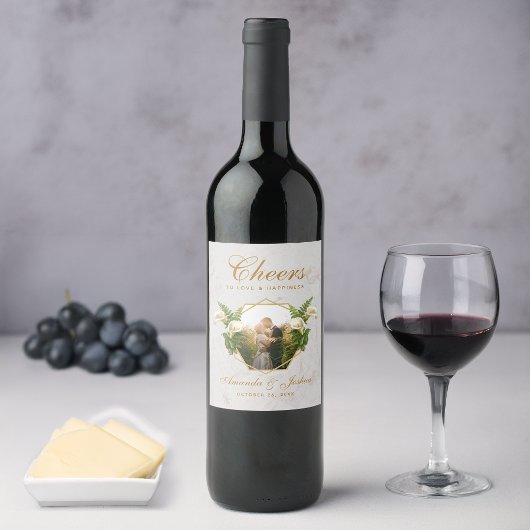 Hochzeitsmarmelade Foto Floral Geometric Calla Lil Weinetikett