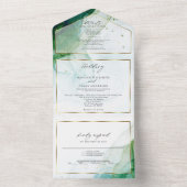 Hochzeitsmarmor Kelly Green Aquamariner Alkoholtin All In One Einladung (Innen Boden)