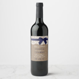 Hochzeitsmarsch auf Burlap & Lace Weinetikett