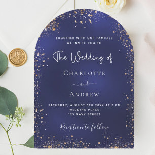 Hochzeitsmarsch in Navy-Glitzer Einladung