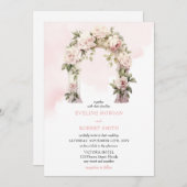 Hochzeitsmarsch in Weiß und Rosen Einladung (Vorne/Hinten)