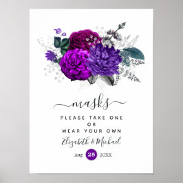 Hochzeitsmasken für Royal Lila und Silver Floral Poster