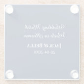 Hochzeitsmatte aus Himmelsblau in den Gastgeschenk Glasuntersetzer (Rückseite)