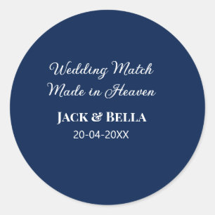 Hochzeitsmatte aus Himmelsblau in den Gastgeschenk Runder Aufkleber