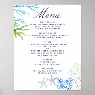 Hochzeitsmenü am Meeresalgen-Strand Poster