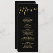 Hochzeitsmenü am Runden Schwarz-Gold-Foil Menükarte (Vorne/Hinten)