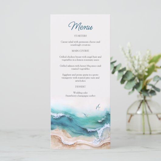 Hochzeitsmenü am Strand (Stehend Vorderseite)