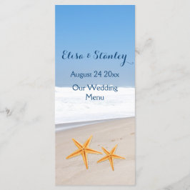 Hochzeitsmenü am Strand für Starfish Paare Menükarte