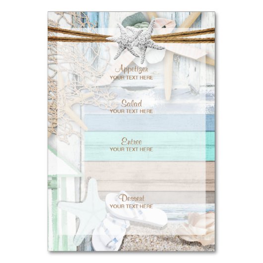 Hochzeitsmenü am Strand Tischnummer (Rückseite)