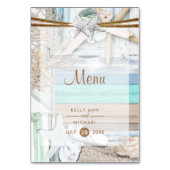 Hochzeitsmenü am Strand Tischnummer (Vorderseite)