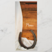 Hochzeitsmenü am Western von Horseshos und Satin C Menükarte (Vorderseite)