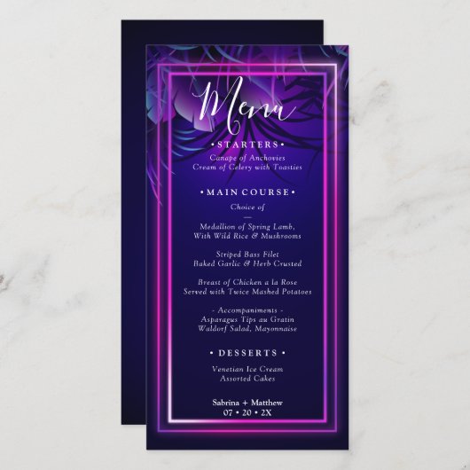 Hochzeitsmenü | Atemberaubendes tropisches Neon (Vorne/Hinten)
