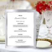 Hochzeitsmenü aus silberfarbenem Glas