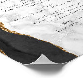 Hochzeitsmenü Bar Menu Black Gold Agate Marble Poster (Ecke)