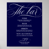 Hochzeitsmenü Bar Sign Chic Schwarz und Weiß Poster (Vorne)
