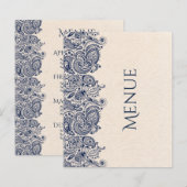 Hochzeitsmenü Beige Linen & Dunkelblaue Spitzen (Vorne/Hinten)