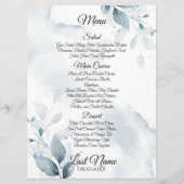 Hochzeitsmenü | Benutzerdefiniertes 1 Dusty Blue B Menükarte (Vorderseite)