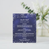 Hochzeitsmenü, blau-weißer Glitzer (Stehend Vorderseite)