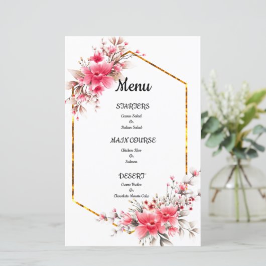 Hochzeitsmenü, Blumenmenü (Stehend Vorderseite)