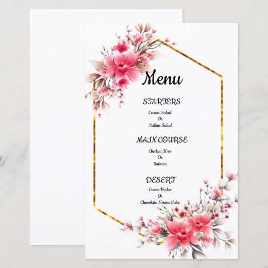 Hochzeitsmenü, Blumenmenü (Vorne/Hinten)