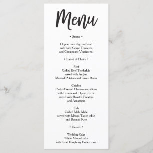 Hochzeitsmenü - Brautparty Menu - Sweet Menükarte