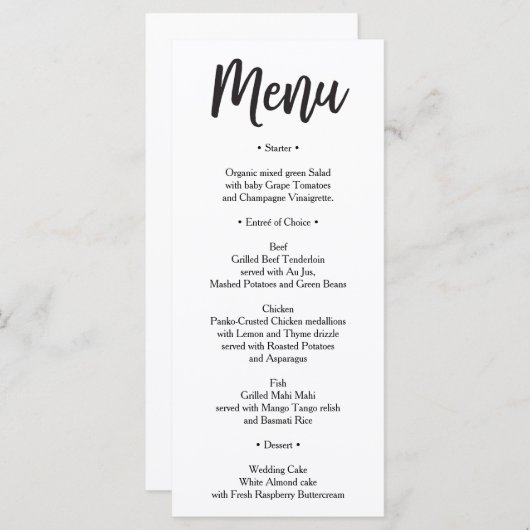 Hochzeitsmenü - Brautparty Menu - Sweet Menükarte (Vorne/Hinten)