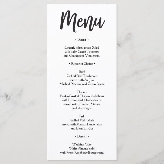 Hochzeitsmenü - Brautparty Menu - Sweet Menükarte (Vorderseite)