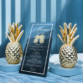 Hochzeitsmenü Chic Gold Ananas Couple Navy Blue Menükarte