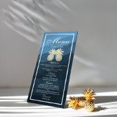 Hochzeitsmenü Chic Gold Ananas Couple Navy Blue Menükarte