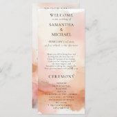 Hochzeitsmenü Cool RoseGold Wasserfarbe Willkommen Menükarte (Vorne/Hinten)